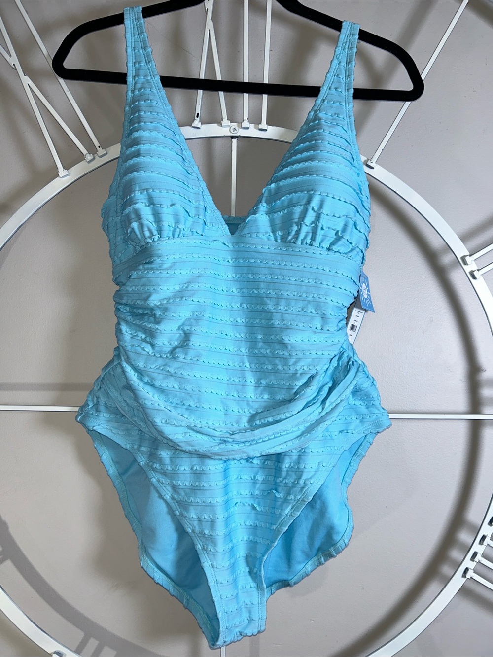 NWT Draper James Aqua Blue Textured One-Piece Swimsuit